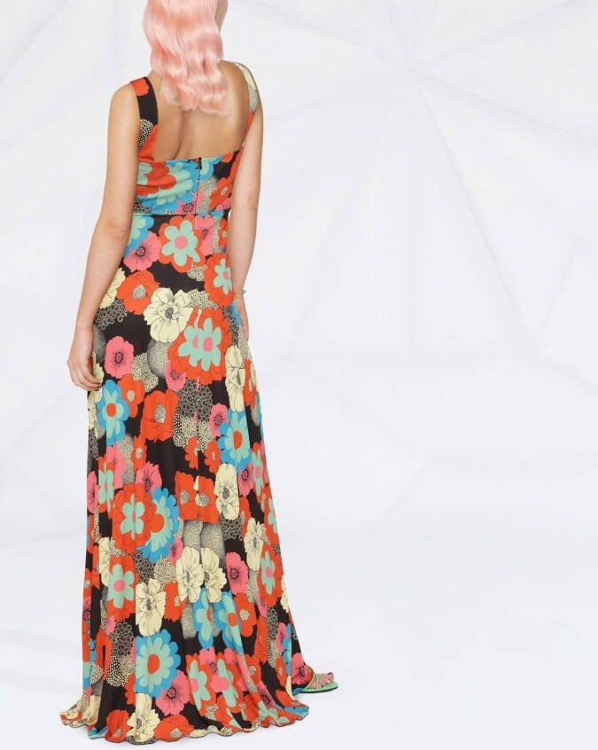 La DoubleJ Maxi-jurk met bloemenprint Zwart