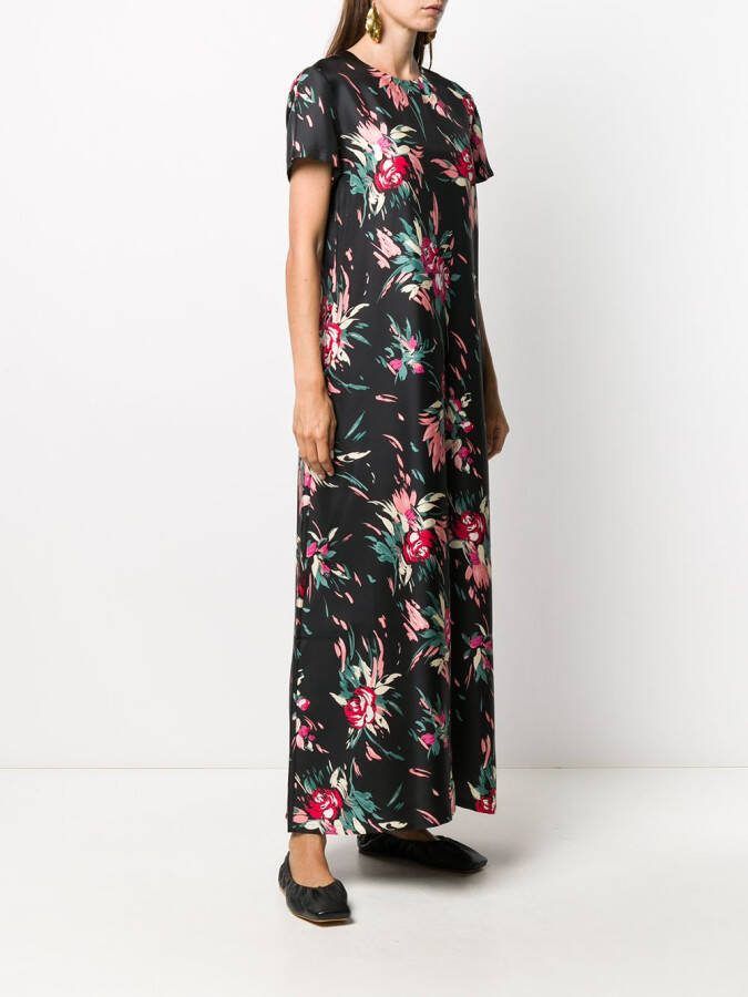 La DoubleJ Maxi-jurk met bloemenprint Zwart