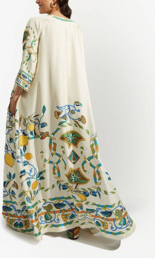 La DoubleJ Maxi-jurk met citroenprint Wit
