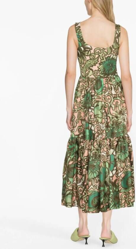 La DoubleJ Midi-jurk met bloemenprint Groen