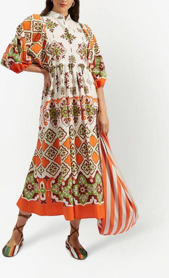 La DoubleJ Midi-jurk met grafische print Oranje