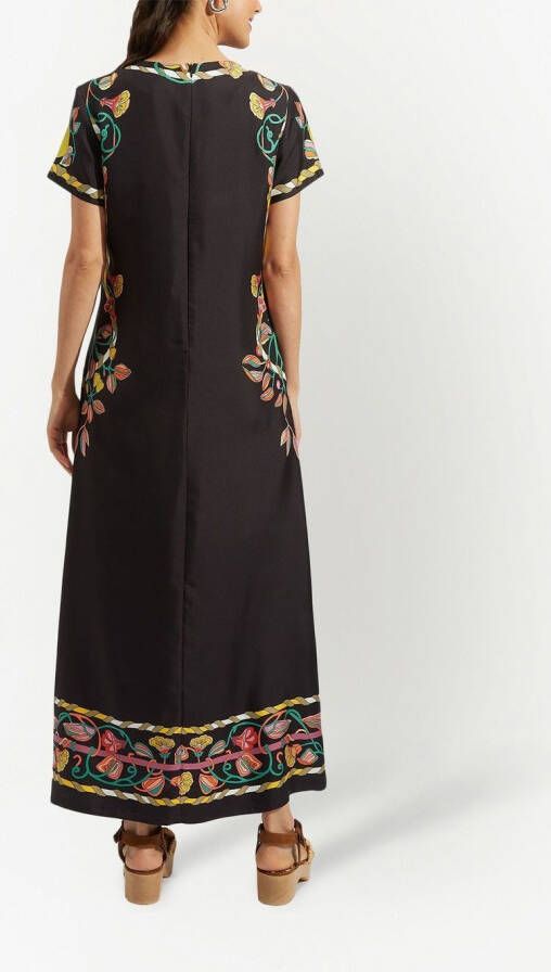 La DoubleJ Midi-jurk met grafische print Zwart