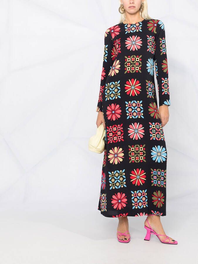 La DoubleJ Midi-jurk met print Zwart
