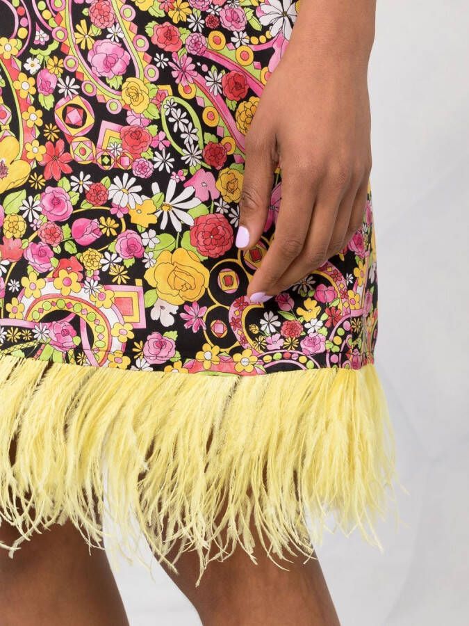 La DoubleJ Mini-jurk met veren afwerking Zwart