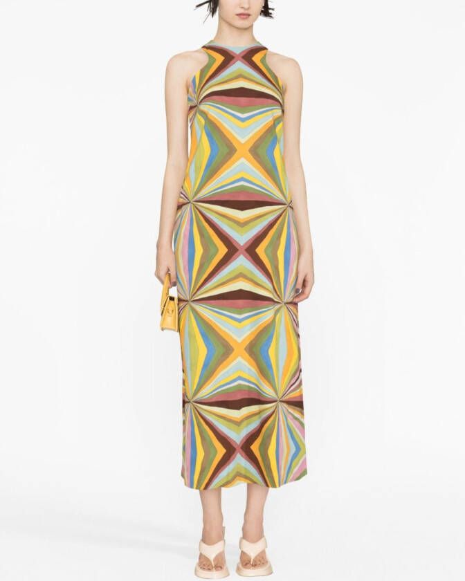 La DoubleJ Maxi-jurk met geometrische print Groen