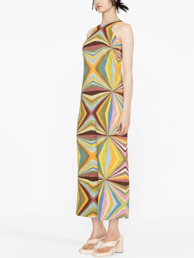 La DoubleJ Maxi-jurk met geometrische print Groen
