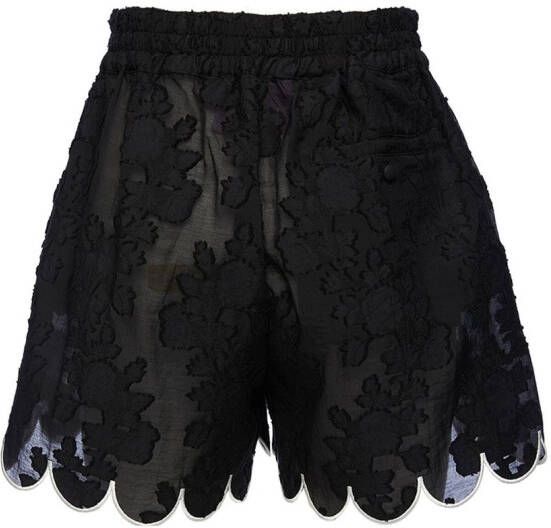 La DoubleJ Shorts met bloemenjacquard Zwart