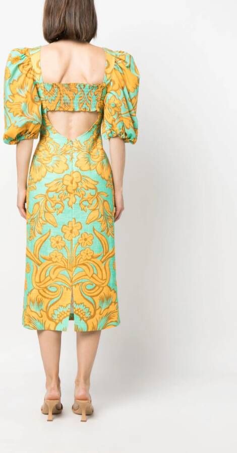 La DoubleJ Midi-jurk met bloemenprint Groen