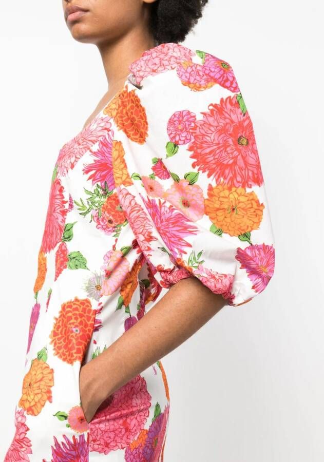 La DoubleJ Midi-jurk met bloemenprint Wit