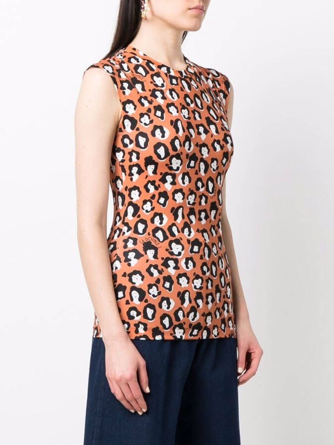 La DoubleJ Tanktop met luipaardprint Oranje