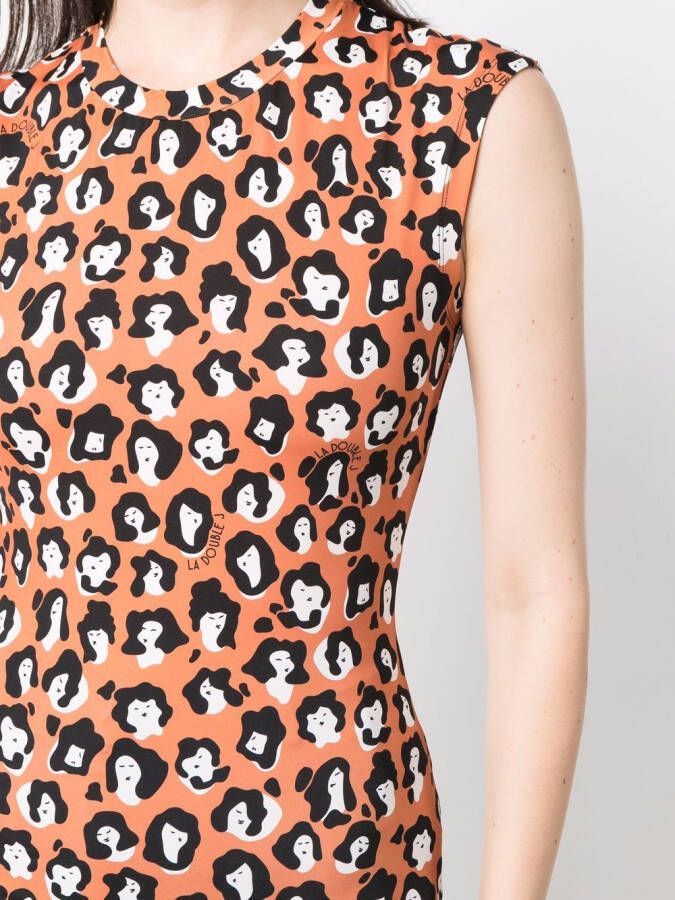 La DoubleJ Tanktop met luipaardprint Oranje