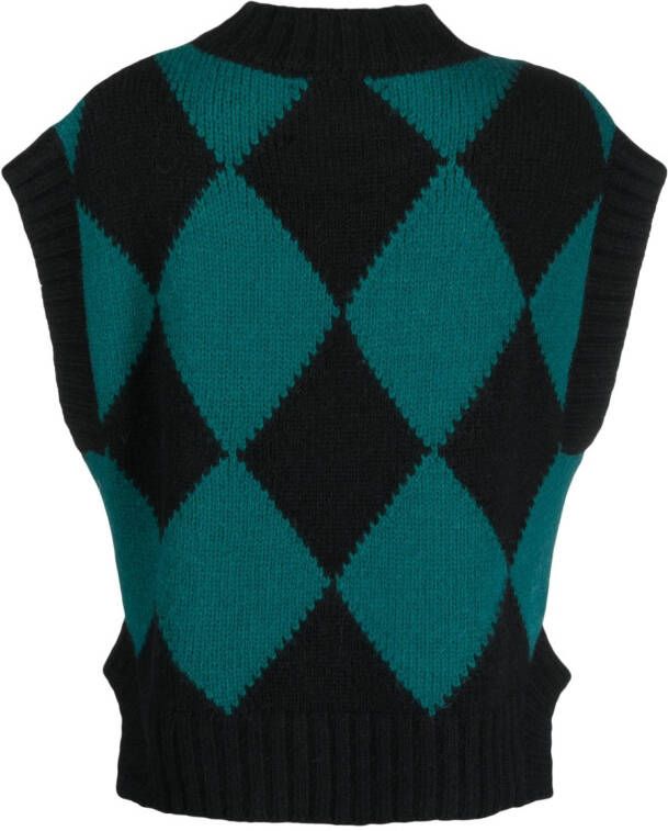 La DoubleJ Top met argyle patroon Zwart