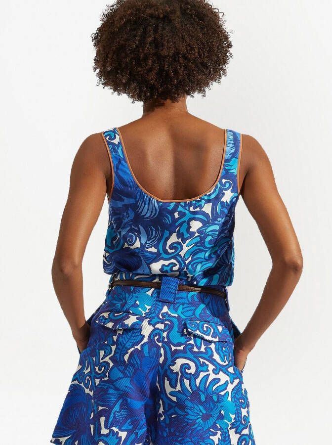La DoubleJ Top met bloemenprint Blauw