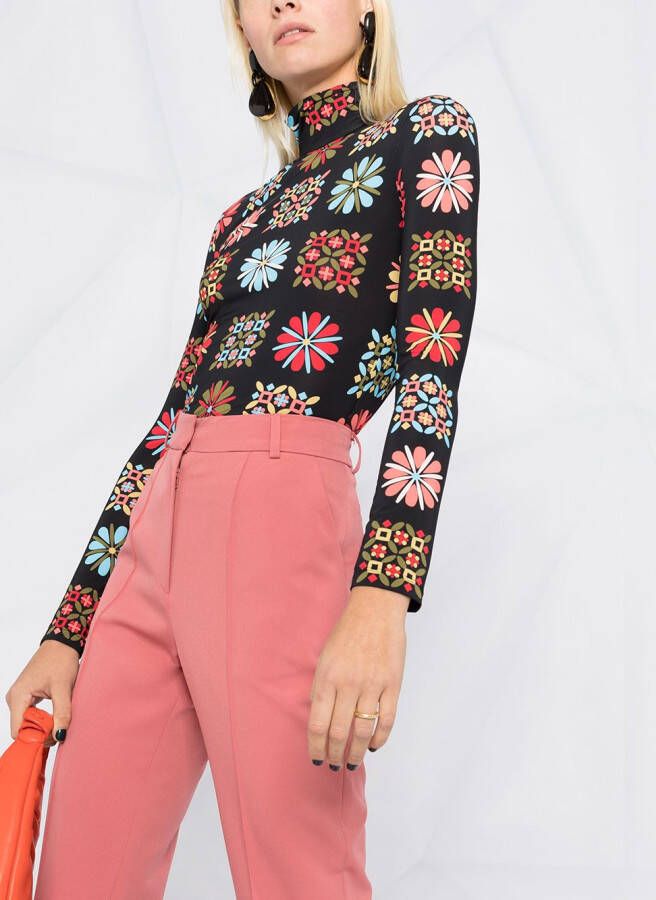 La DoubleJ Top met bloemenprint Zwart
