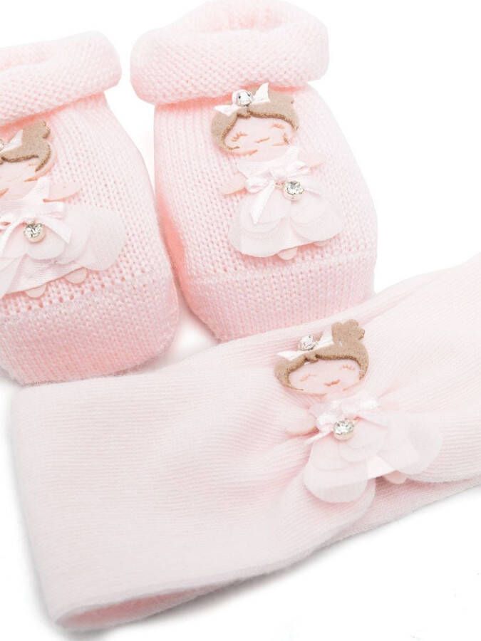 La Perla Kids Verfraaide laarzen en hoofdband set Roze