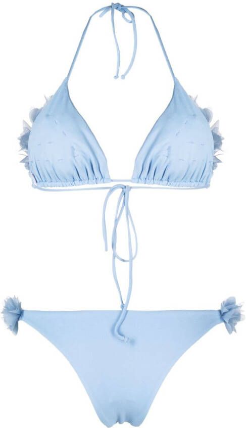 La Reveche Bikini met bloemenapplicatie Blauw