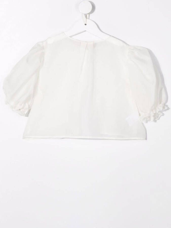 La Stupenderia Blouse met pofmouwen Beige