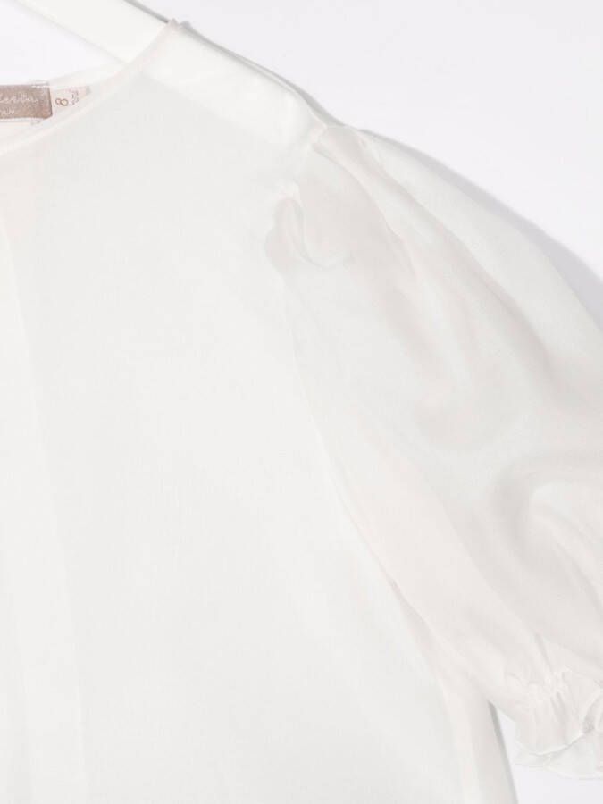 La Stupenderia Blouse met pofmouwen Beige