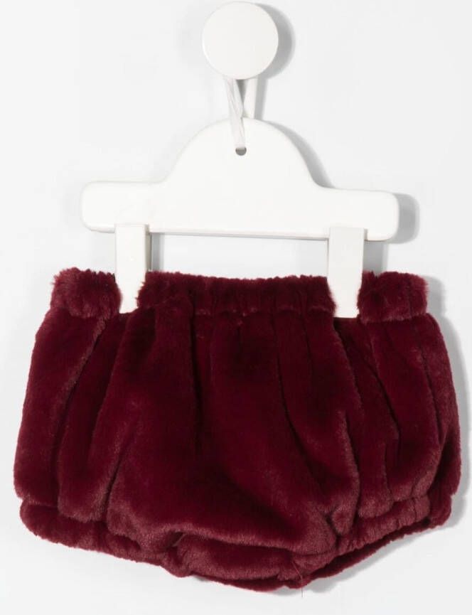 La Stupenderia Broek met imitatiebont Rood
