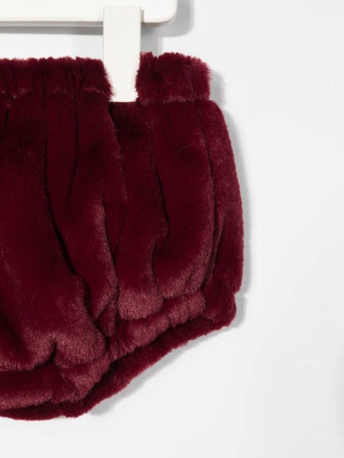 La Stupenderia Broek met imitatiebont Rood