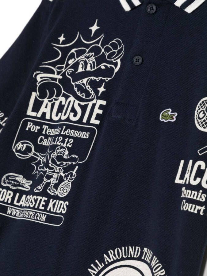 Lacoste Kids Katoenen poloshirt met grafische print Blauw