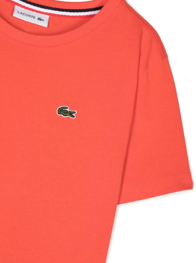 Lacoste Kids T-shirt met logopatch Oranje