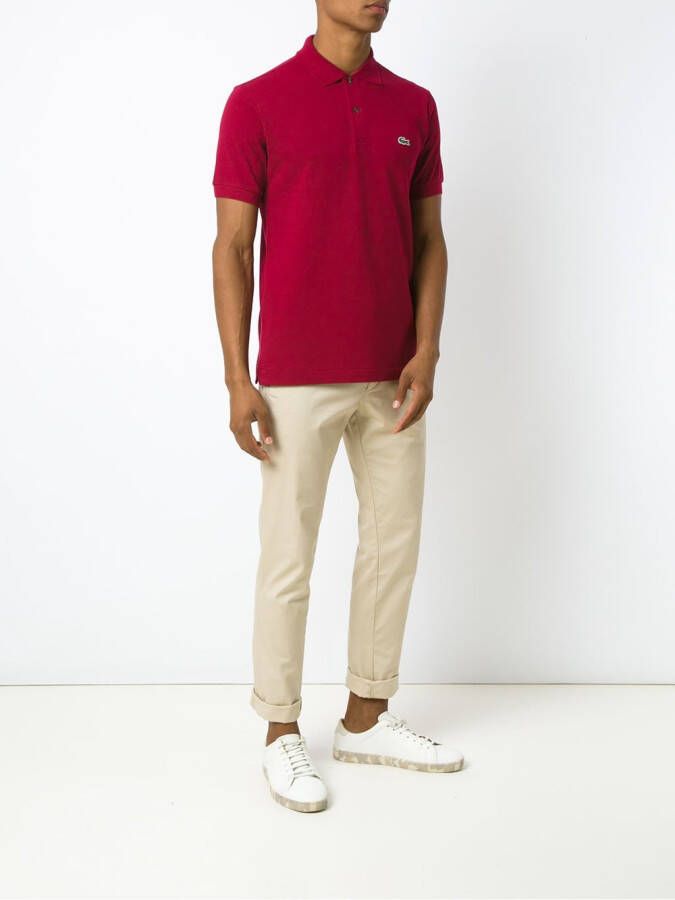 Lacoste logo embroidered polo shirt Rood