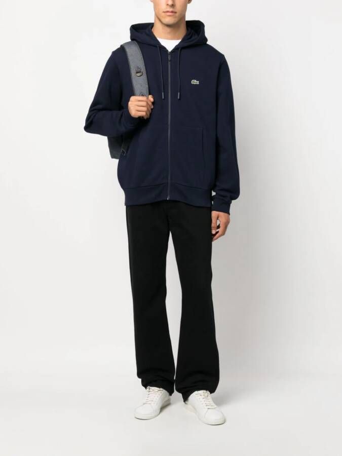 Lacoste Hoodie met geborduurd logo Blauw