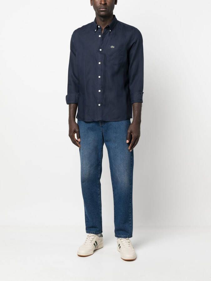 Lacoste Overhemd met geborduurd logo Blauw
