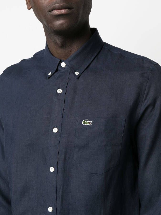 Lacoste Overhemd met geborduurd logo Blauw