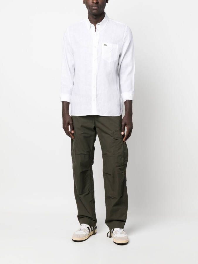 Lacoste Overhemd met geborduurd logo Wit
