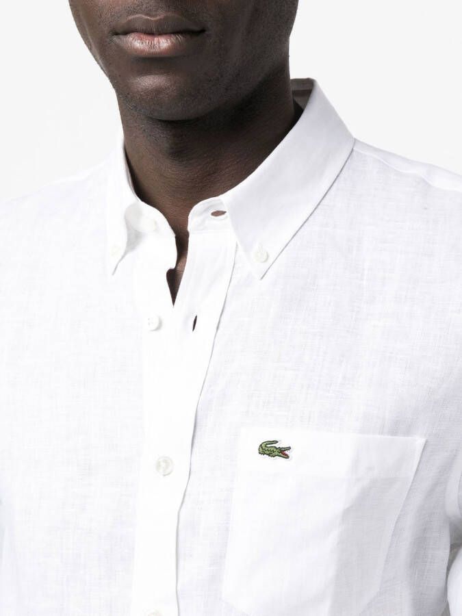 Lacoste Overhemd met geborduurd logo Wit