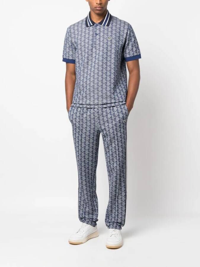 Lacoste Klassieke pasvorm Monogram Motief Polo met Contrasterende Kraag Blauw Heren - Foto 4
