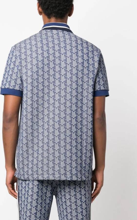 Lacoste Klassieke pasvorm Monogram Motief Polo met Contrasterende Kraag Blauw Heren - Foto 6