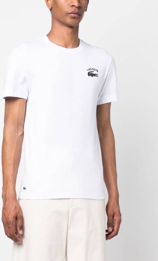 Lacoste T-shirt met geborduurd logo Wit
