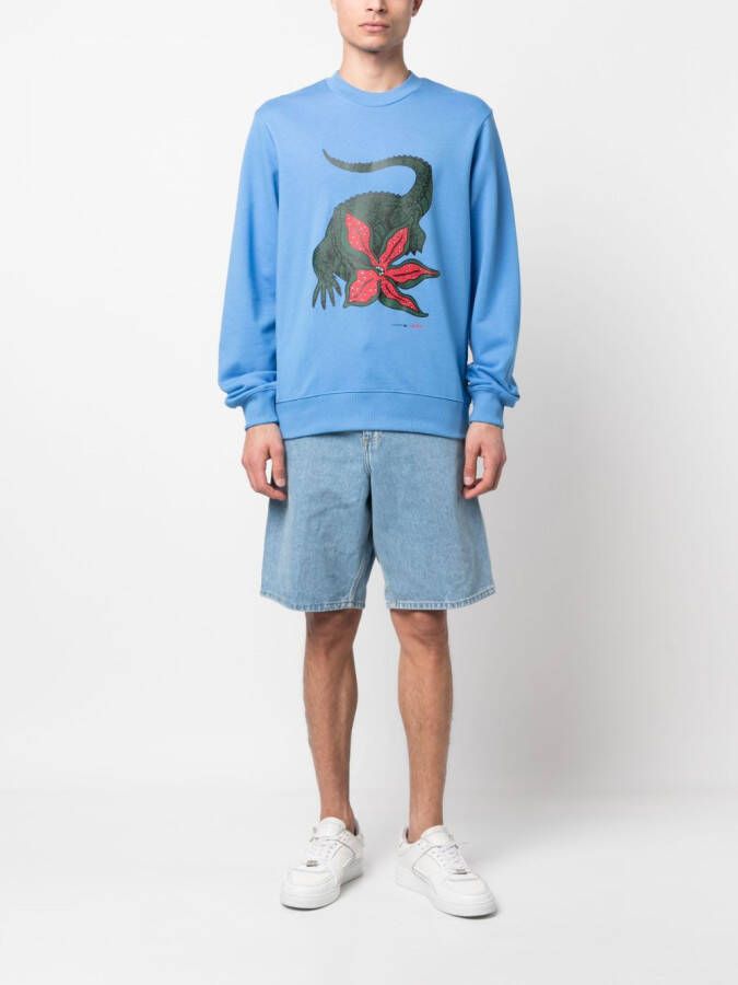 Lacoste x Netflix sweater met print Blauw