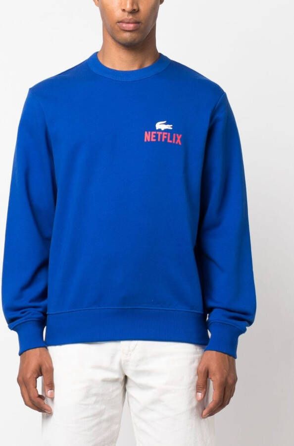 Lacoste x Netflix T-shirt met logoprint Blauw