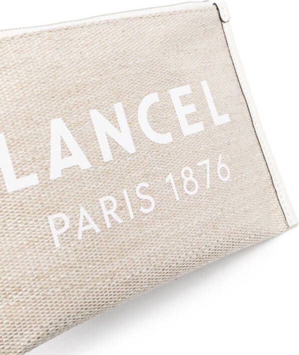 Lancel Clutch met logoprint Beige