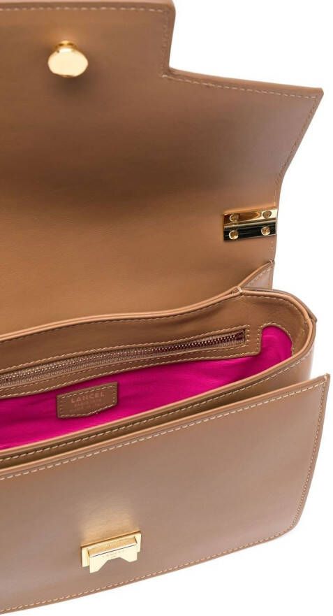 Lancel Schoudertas met logoplakkaat Beige