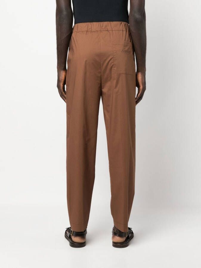 Laneus Broek met toelopende pijpen Bruin