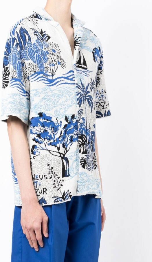 Laneus Overhemd met print Blauw