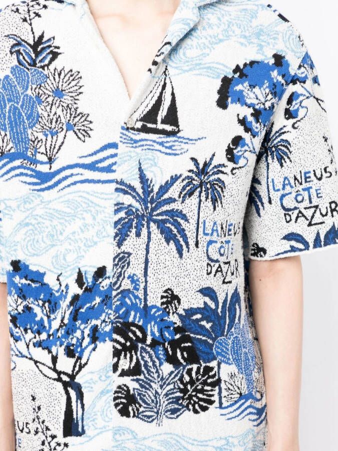 Laneus Overhemd met print Blauw