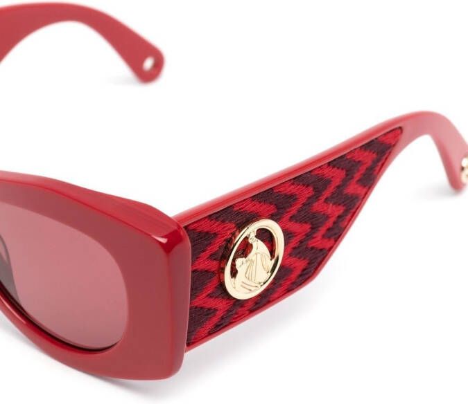 Lanvin Curb zonnebril met logo applicatie Rood