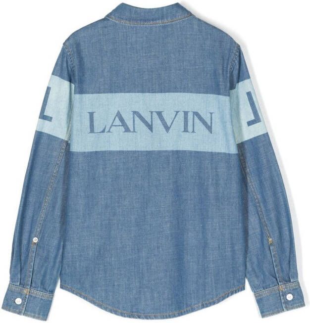 Lanvin Enfant Spijkershirt met logoprint Blauw