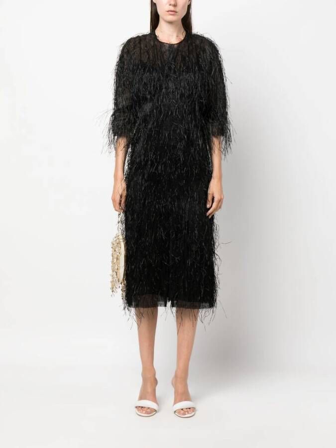 Lanvin Midi-jurk met franjes Zwart