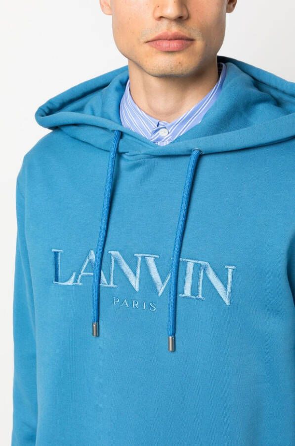 Lanvin Hoodie met geborduurd logo Blauw