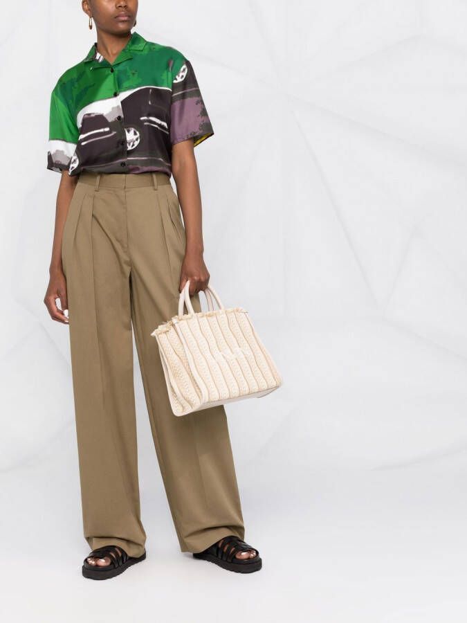 Lanvin In & Out shopper met visgraat patroon Beige