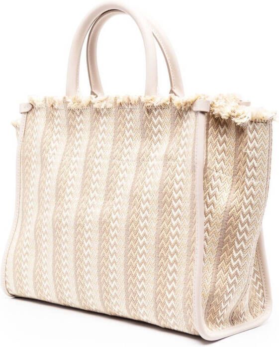 Lanvin In & Out shopper met visgraat patroon Beige