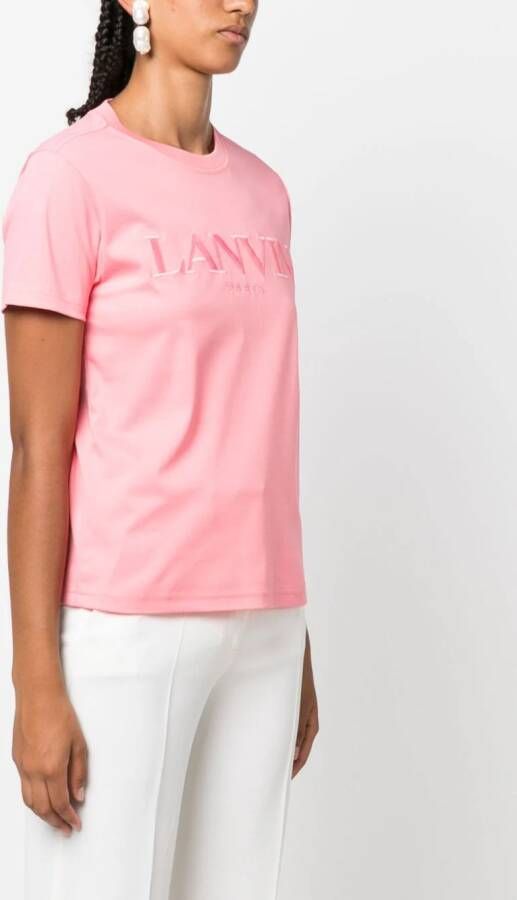 Lanvin T-shirt met geborduurd logo Roze