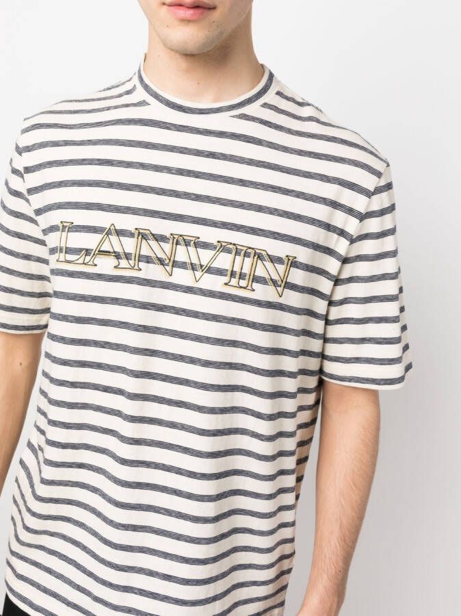 Lanvin T-shirt met geborduurd logo Beige